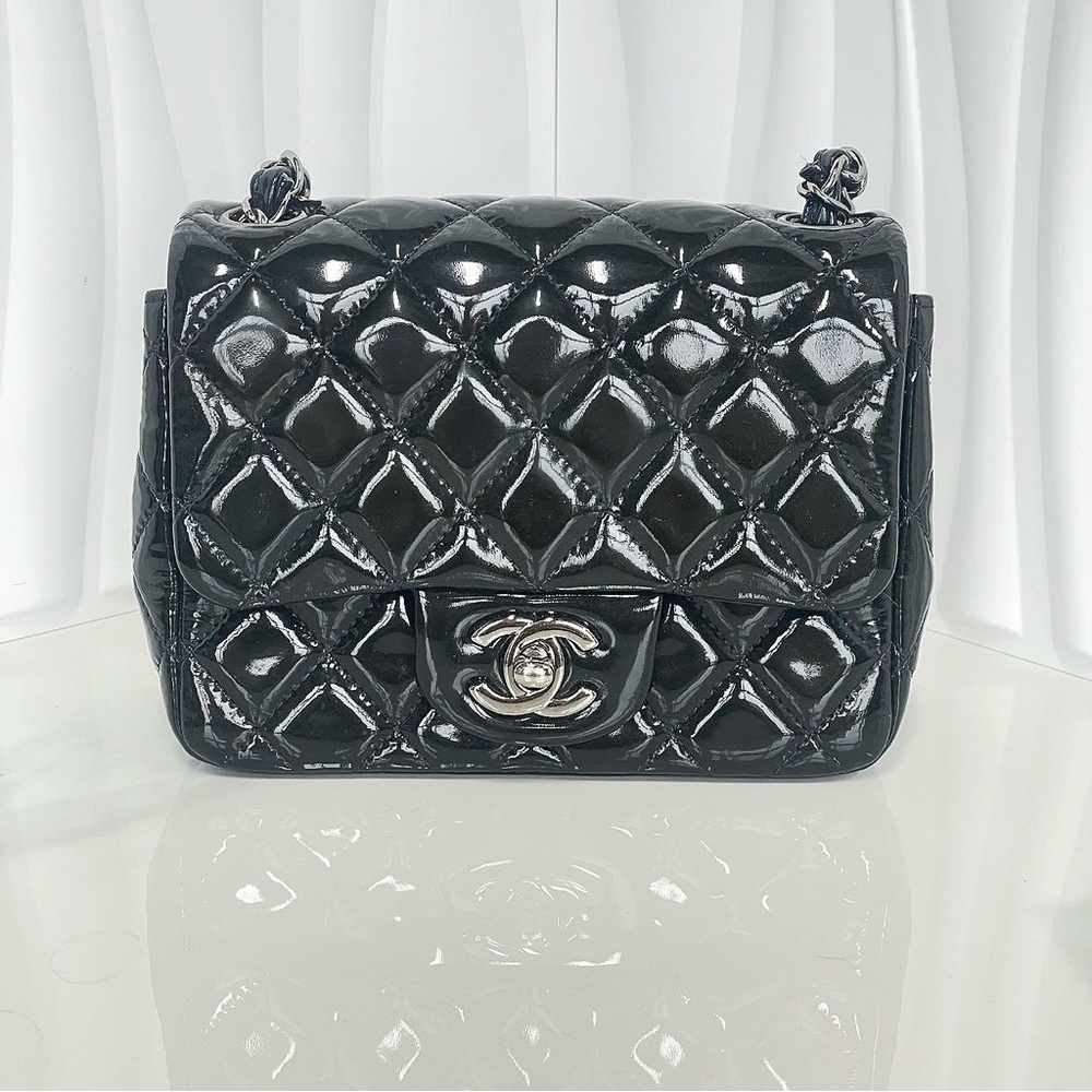 Chanel Green Patent Leather Quilted Mini Classic Flap Bag